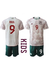 Mexico Raul Jimenez #9 Babyklær Borte Fotballdrakt til barn VM 2022 Korte ermer (+ Korte bukser)